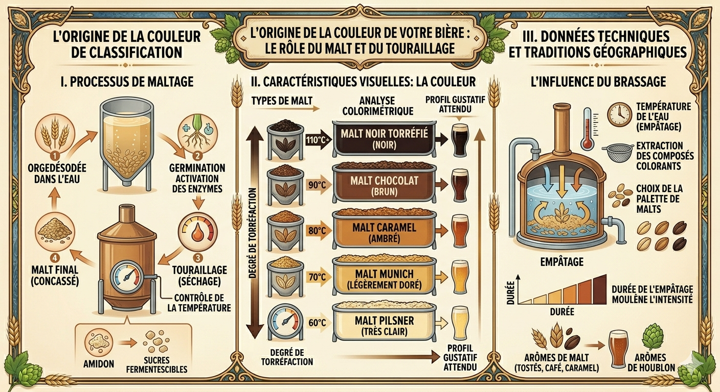 Bière Blonde, Brune et Rousse Différences de Couleur et Goût